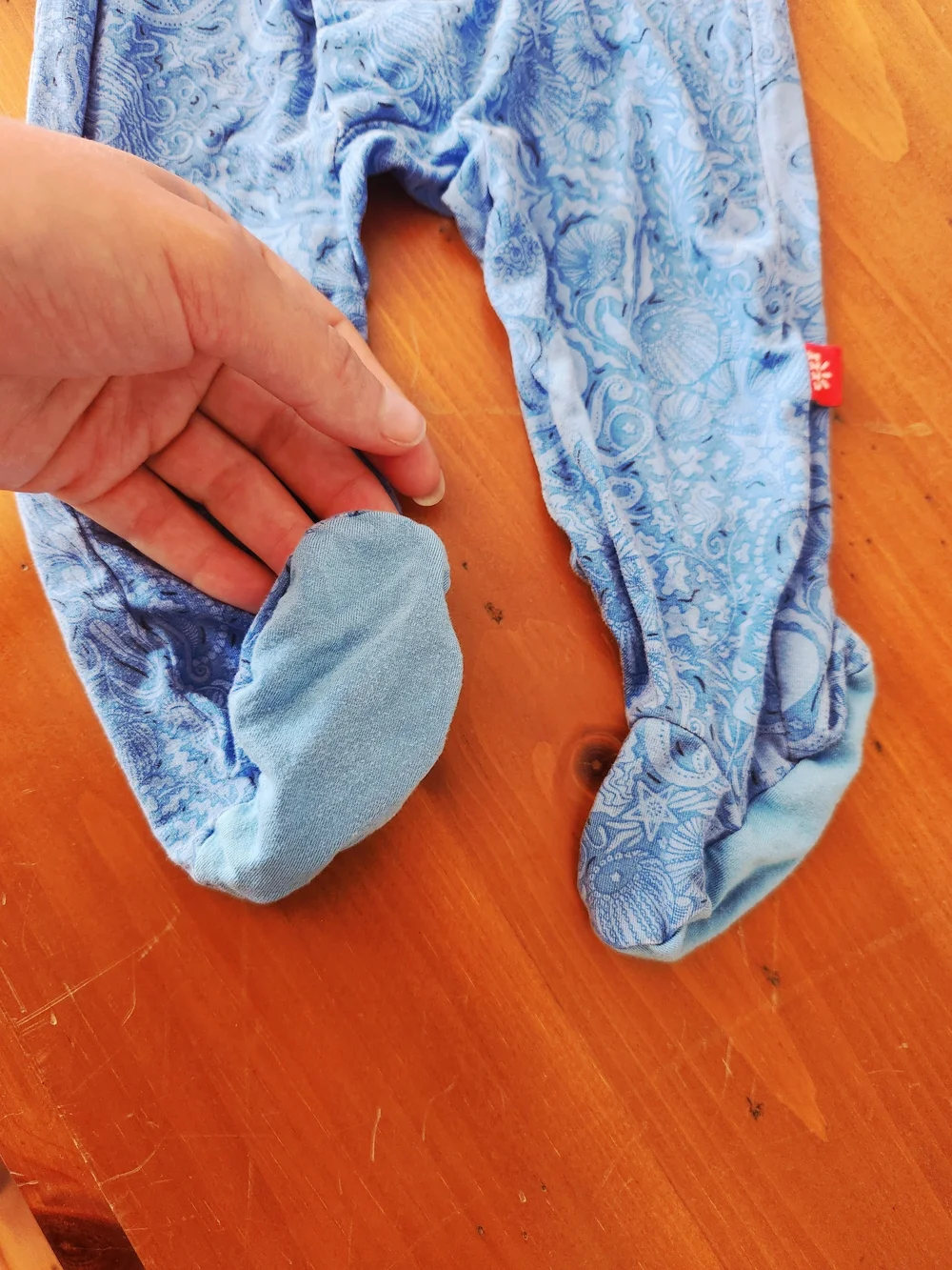 Magnetic Me 3-6 Month Bamboo Blue Sea Creature Print Footie